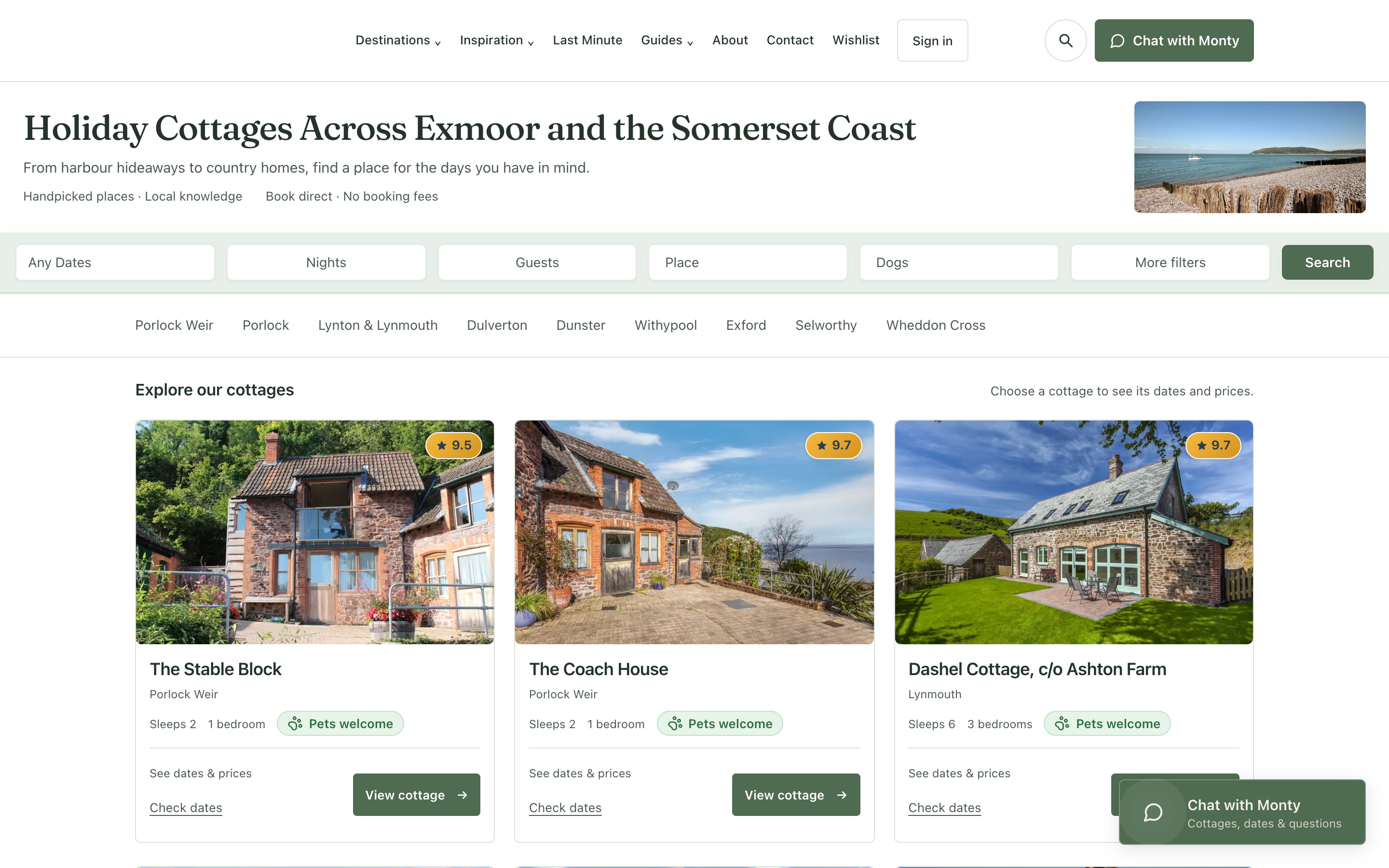 Property search on a Booking Brain site